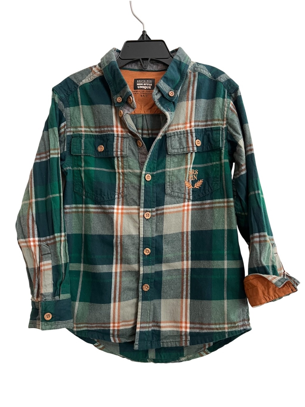 Souris Mini Green Plaid flannel shirt